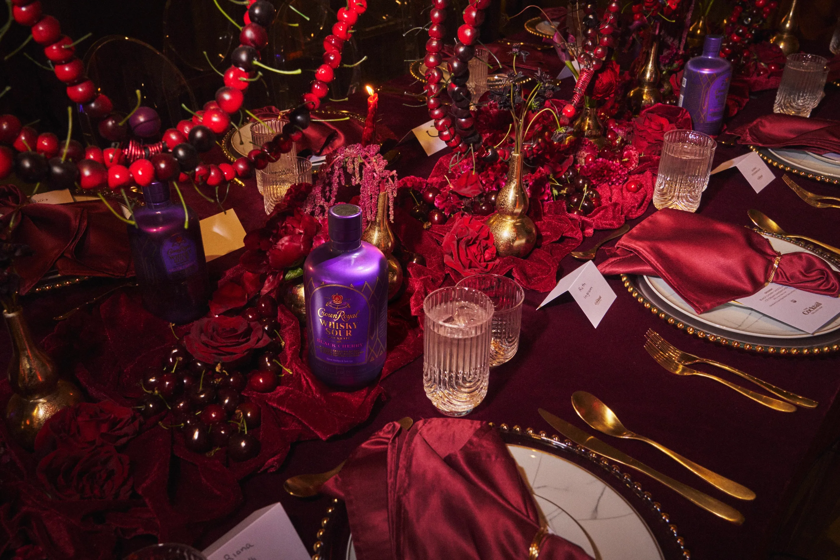 The Crown Royal Whisky Sour tablescape